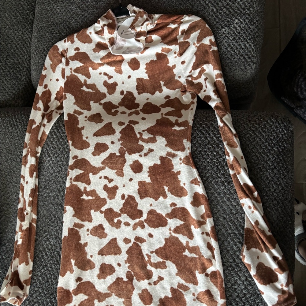 Stylish Brown and White Dress